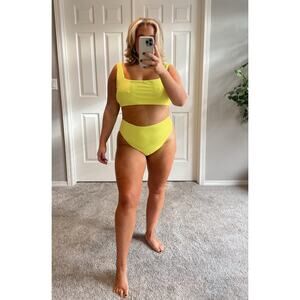 Show Me Your Mumu Sail Bikini Bottom in Highlighter Yellow L NWT